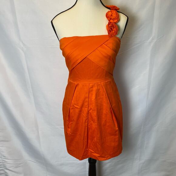 B Darlin Orange Flower One Strap Bodycon Formal Mini Dress Size 5/6 - Picture 1 of 12